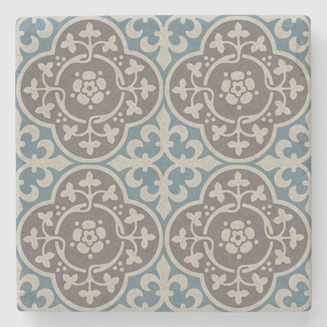 Dessous-de-verre En Pierre Quatrefoils floraux médiévaux (Devant)
