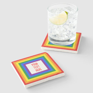 Dessous-de-verre En Pierre RAINBOW FLAG BUTTON + your sign or text
