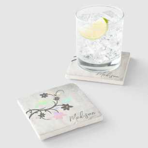 Dessous-de-verre En Pierre Rainbow Pastel Lovebirds Personnalisé