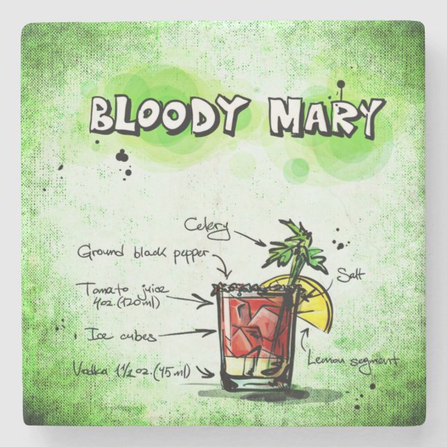 Dessous-de-verre En Pierre Recette de boisson Bloody Mary (Devant)