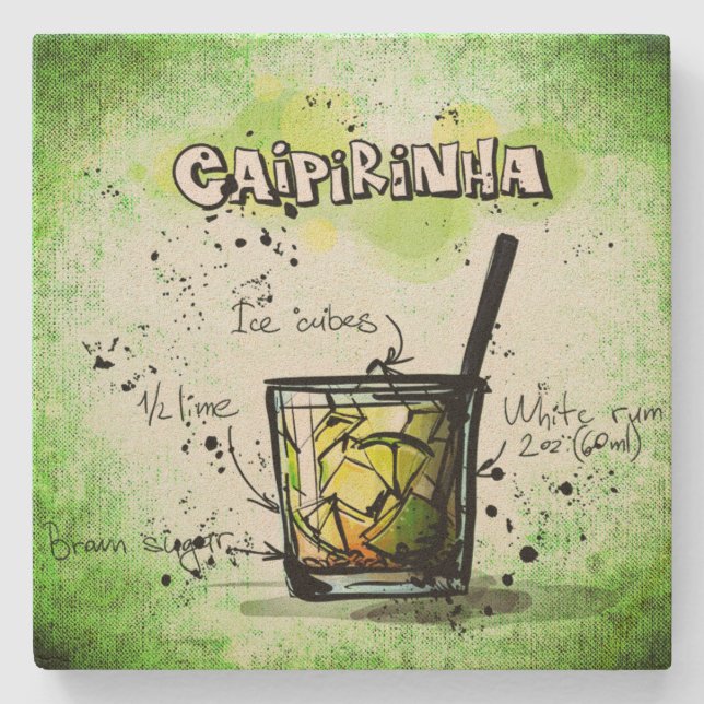 Dessous-de-verre En Pierre Recette de boisson Caipirinha (Devant)