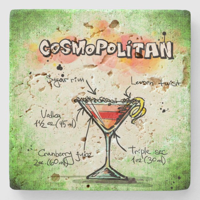 Dessous-de-verre En Pierre Recette de boisson cosmopolite (Devant)