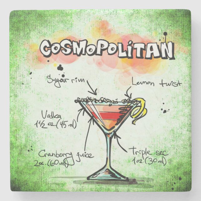 Dessous-de-verre En Pierre Recette de boisson cosmopolite (Devant)
