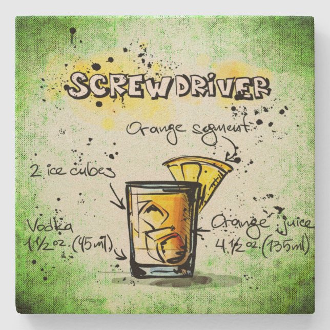 Dessous-de-verre En Pierre Recette de boisson de tournevis (Devant)
