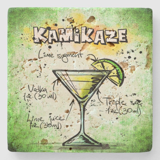 Dessous-de-verre En Pierre Recette de boisson Kamikaze Bartender (Devant)