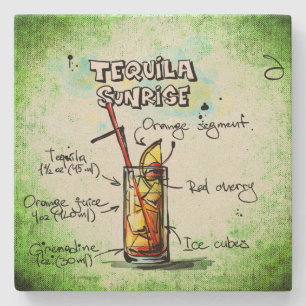 Dessous-de-verre En Pierre Recette de boisson Tequila Sunrise