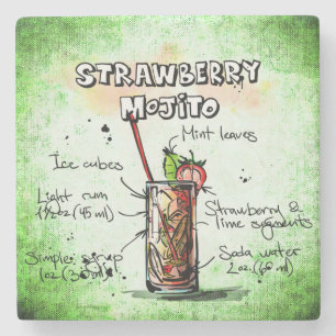 Dessous-de-verre En Pierre Recette de boissons de Mojito de fraise