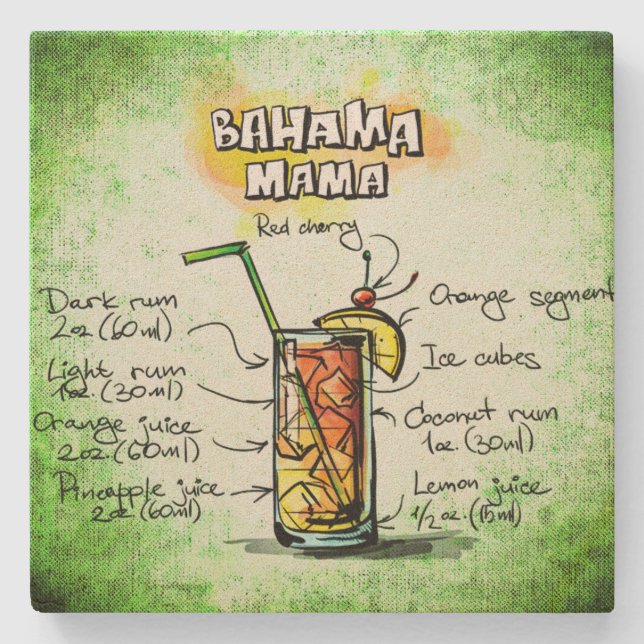 Dessous-de-verre En Pierre Recette Drink Bahama Mama (Devant)