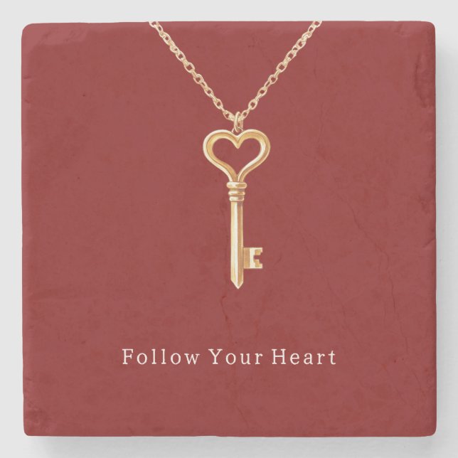 Dessous-de-verre En Pierre Red Gold Heart Chain  (Devant)