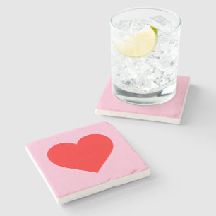 Dessous-de-verre En Pierre Red Heart Beat Pastel Rose