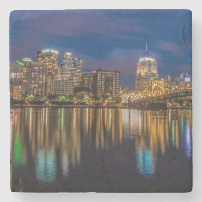 Dessous-de-verre En Pierre Réflexions de Pittsburgh (Devant)