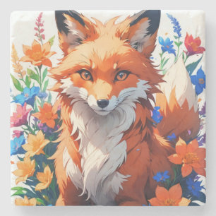 Dessous-de-verre En Pierre Renard à fleurs