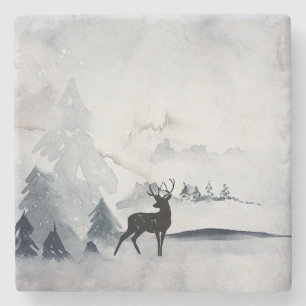 Dessous-de-verre En Pierre Rennes dans l'Aquarelle gris sauvage Noël