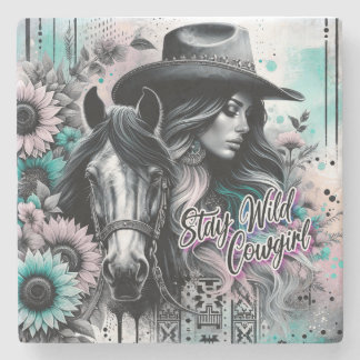 Dessous-de-verre En Pierre Reste sauvage cowgirl western