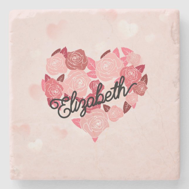 Dessous-de-verre En Pierre Retro Boho Floral I Heart Nom calligraphie texte (Devant)