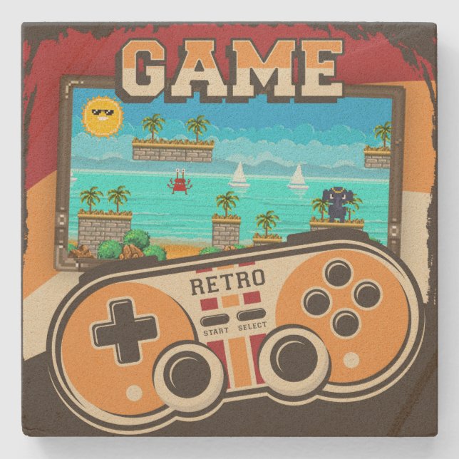 Dessous-de-verre En Pierre Rétro contrôleur distant du jeu (Devant)
