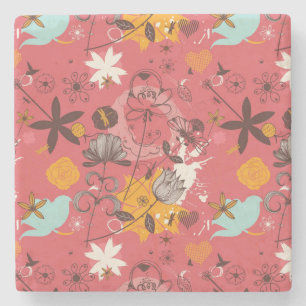 Dessous-de-verre En Pierre Rétro motif floral 6