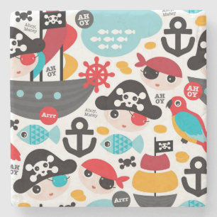 Dessous-de-verre En Pierre Rétro navigation d'illustration de pirates