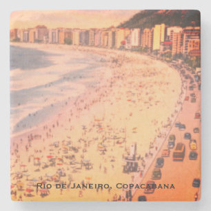 Dessous-de-verre En Pierre Rio de Janeiro, Plage Vintage de Copacabana, Brés
