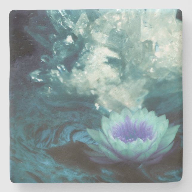 DESSOUS-DE-VERRE EN PIERRE RIVIÈRE CRYSTAL DE QUARTZ (Devant)
