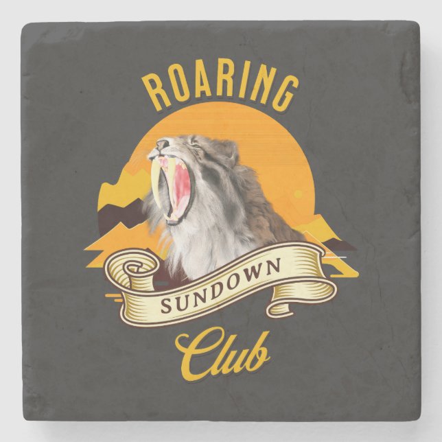 Dessous-de-verre En Pierre Roaring Sundown Club Sabertooth Tiger (Devant)