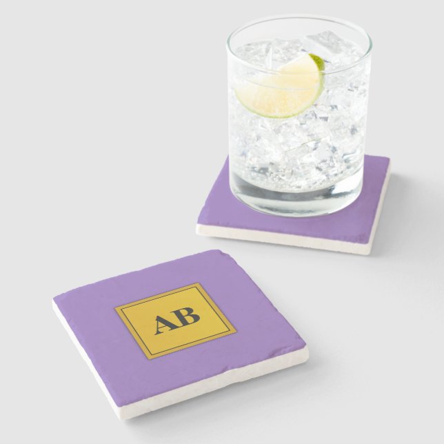 Dessous-de-verre En Pierre Robe violette royale avec monogramme (Côté)