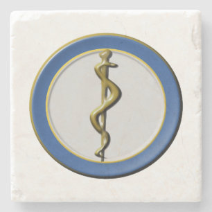 Dessous-de-verre En Pierre Rod de Médicale bleu d'Asclepius
