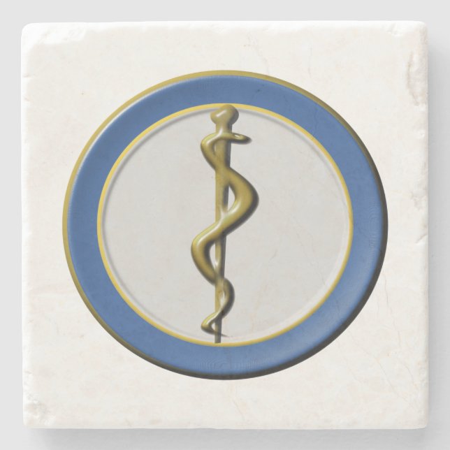 Dessous-de-verre En Pierre Rod de Médicale bleu d'Asclepius (Devant)