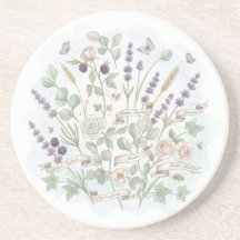 Dessous de verre en pierre ronde - Aquarelle botan