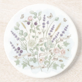 Dessous de verre en pierre ronde - Aquarelle botan