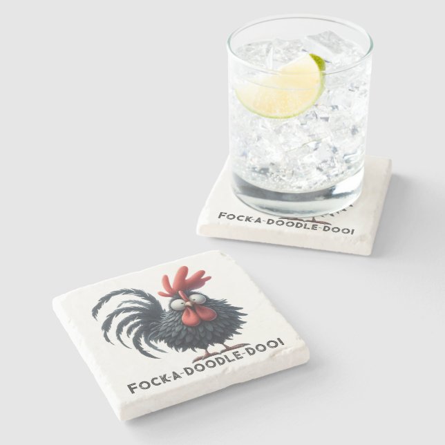Dessous-de-verre En Pierre Rooster du matin - Fock-a-doodle-doo ! (Côté)