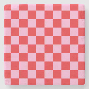 Dessous-de-verre En Pierre Rose clair à carreaux mixtes