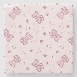 Dessous-de-verre En Pierre Rose d'arrière - plan de nounours