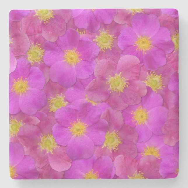 Dessous-de-verre En Pierre Rose sauvage Motif sans couture (Devant)