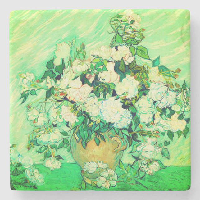 Dessous-de-verre En Pierre Roses blanches de Van Gogh (Devant)