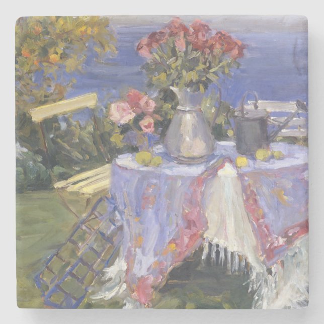 Dessous-de-verre En Pierre Roses par la mer (Devant)
