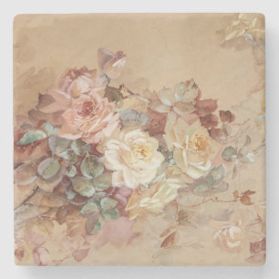Dessous-de-verre En Pierre Roses roses roses et jaunes - Franz Bischoff