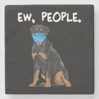 Dessous-de-verre En Pierre rottweiler de nouvelles personnes chien portant un