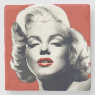 Dessous-de-verre En Pierre Rouge sur les lèvres rouges Marilyn