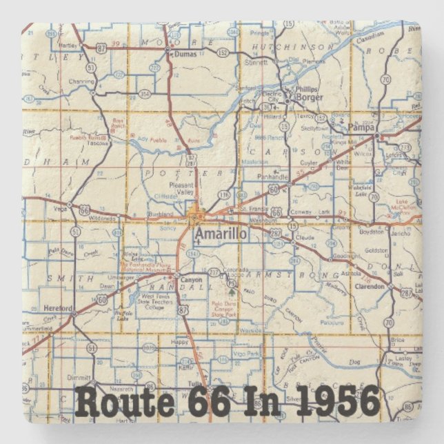 Dessous-de-verre En Pierre Route 66 En 1956 (Devant)