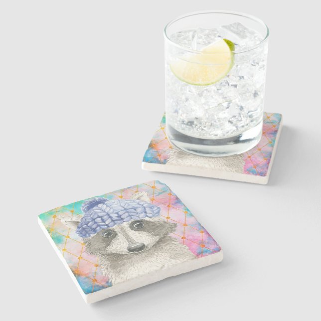 Dessous-de-verre En Pierre Roxy le Raccoon (Côté)