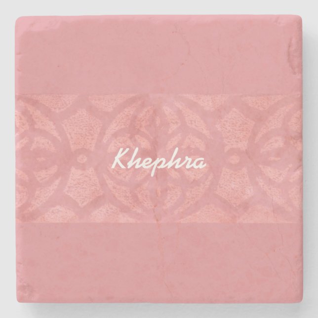 Dessous-de-verre En Pierre Ruddy Pink Batik Nom Monogrammé (Devant)