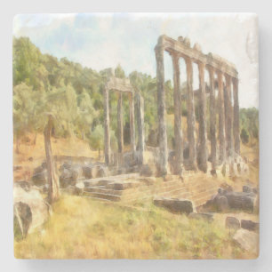 Dessous-de-verre En Pierre Ruines tombées d'Euromos, Aquarelle Turkiye