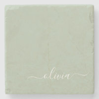 Sage Green Minimaliste Moderne Monogramme Élégant