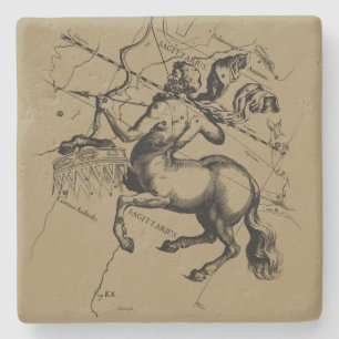 Dessous-de-verre En Pierre Sagittarius Constellation Carte Hevelius 1690