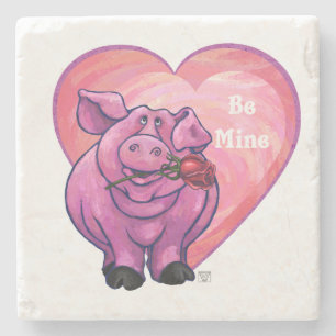 Dessous-de-verre En Pierre Saint Valentin au cochon