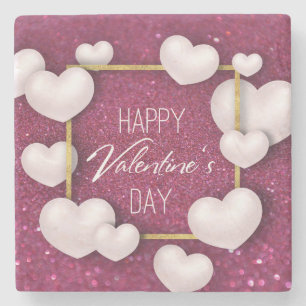Dessous-de-verre En Pierre Saint Valentin Coeurs blancs Parties scintillant D
