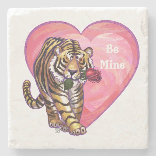 Dessous-de-verre En Pierre Saint Valentin de Tigre (Devant)