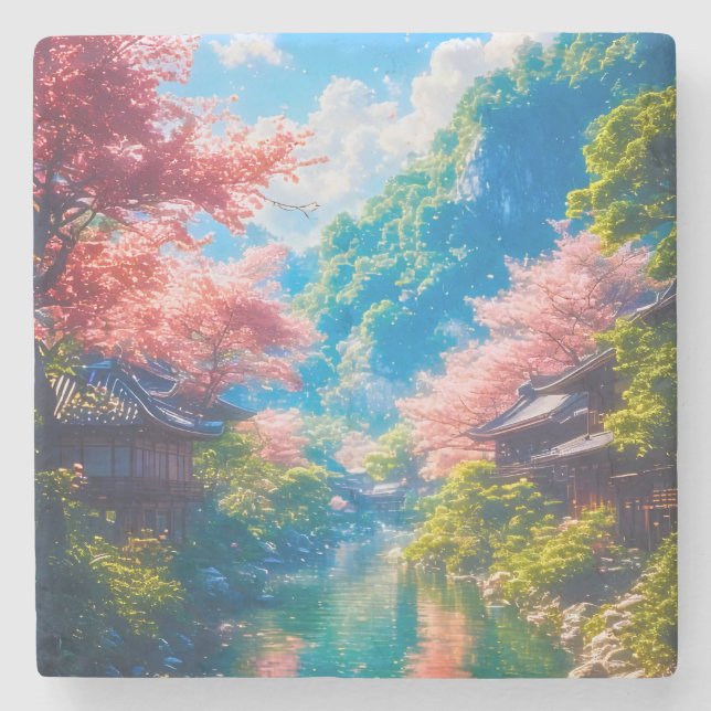 Dessous-de-verre En Pierre Sakura Utsuru Seiryū  (Devant)