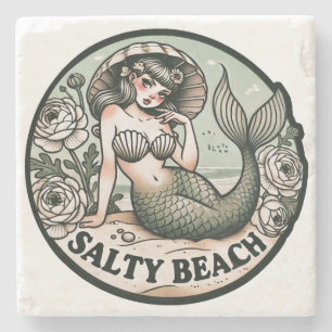 Dessous-de-verre En Pierre Salty Beach Sirène Humour Drôle Sirène